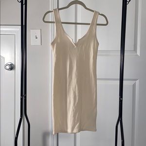 Cream ribbed tank dress